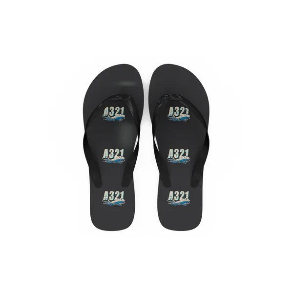 Airbus A321P2F - Slippers - Flip Flops - Cartoon Pattern - Black