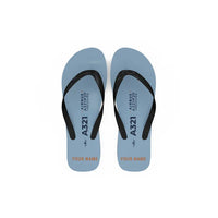 Thumbnail for Airbus A321P2F - Slippers - Flip Flops - Heritage + Name - Light Blue