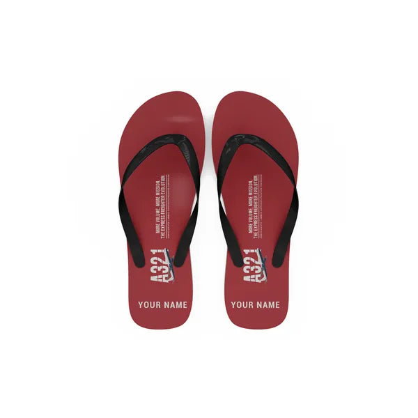 Airbus A321P2F - Slippers - Flip Flops - Original + Name - Red