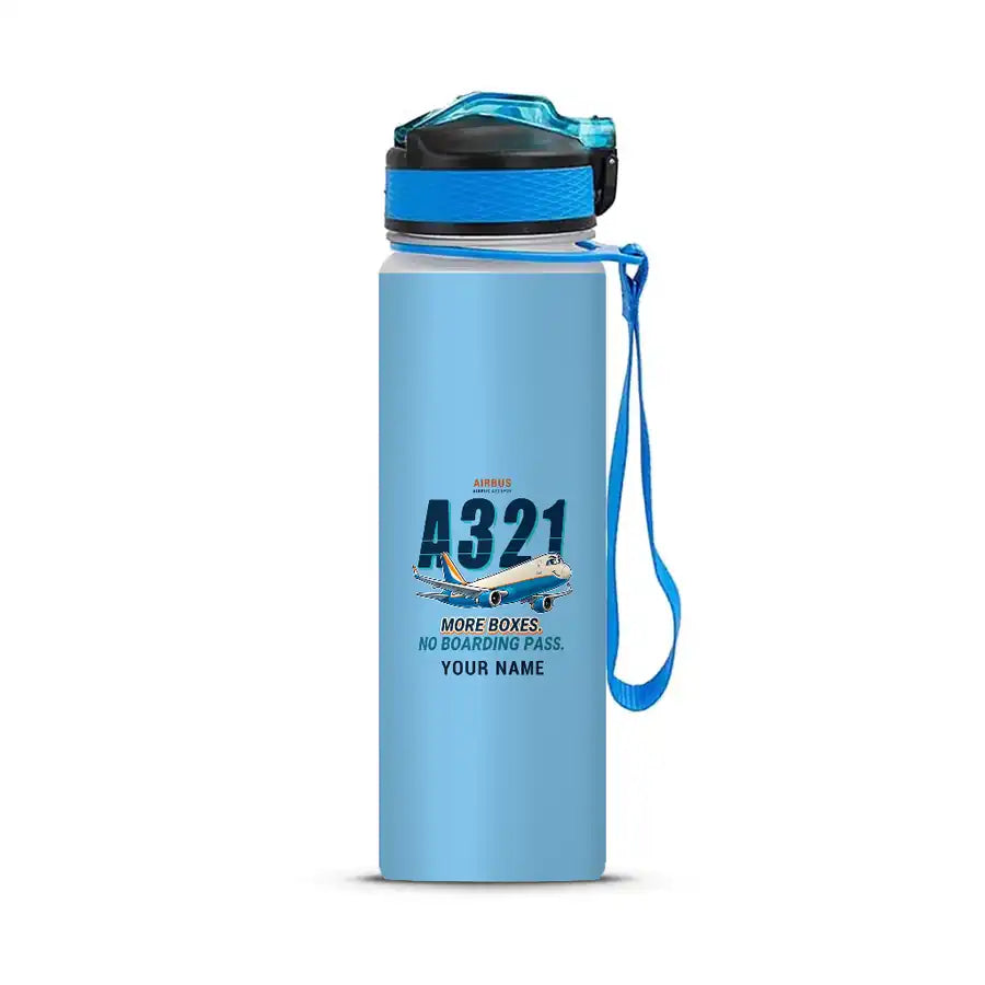 Airbus A321P2F - Sports Kettle - Cartoon + Name - Light Blue