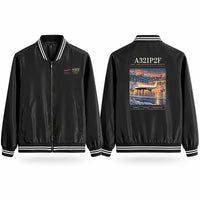 Thumbnail for Airbus A321P2F Stylish Jackets - Baseball Collar - Poster - Black