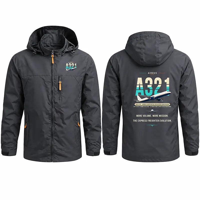 Airbus A321P2F Stylish Jackets - Hooded Windbreaker - Original - Charcoal