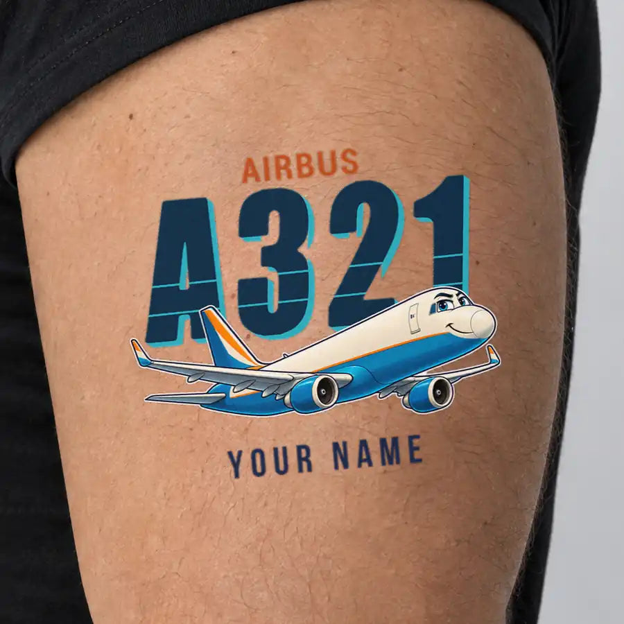 Airbus A321P2F - Tattoo - Cartoon + Name - Man