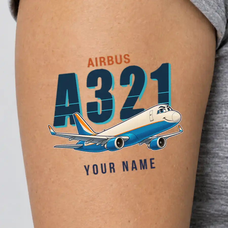 Airbus A321P2F - Tattoo - Cartoon + Name