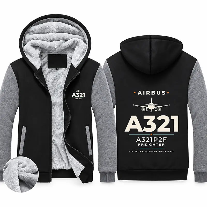 Airbus A321P2F Zipped Sweatshirts - Heritage - Black & Gray