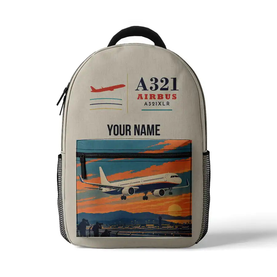 Airbus A321XLR - 3D Backpack - Beige + Name