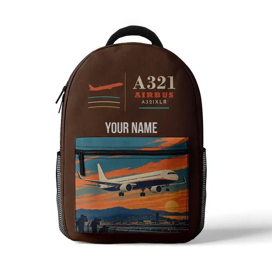 Airbus A321XLR - 3D Backpack - Brown + Name