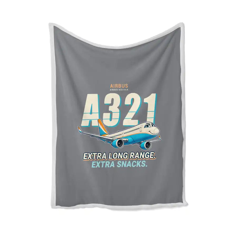 Airbus A321XLR - Cartoon - Blanket - Gray