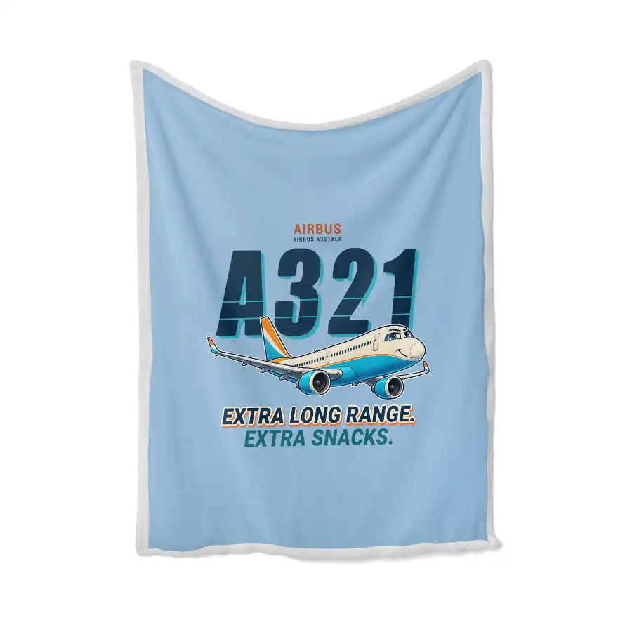 Airbus A321XLR - Cartoon - Blanket - Light Blue