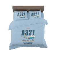 Thumbnail for Airbus A321XLR - Cartoon + Name - Bedding Set - Light Blue