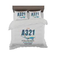 Thumbnail for Airbus A321XLR - Cartoon + Name - Bedding Set - Light Gray