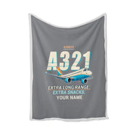 Thumbnail for Airbus A321XLR - Cartoon + Name - Blanket - Gray