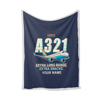 Thumbnail for Airbus A321XLR - Cartoon + Name - Blanket - Navy Blue