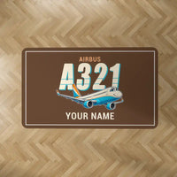 Thumbnail for Airbus A321XLR - Cartoon + Name - Rectangle Carpet - Brown