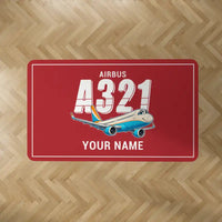 Thumbnail for Airbus A321XLR - Cartoon + Name - Rectangle Carpet - Red
