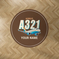 Thumbnail for Airbus A321XLR - Cartoon + Name - Round Carpet - Brown