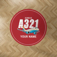 Thumbnail for Airbus A321XLR - Cartoon + Name - Round Carpet - Red