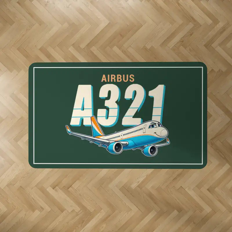 Airbus A321XLR - Cartoon - Rectangle Carpet - Dark Green