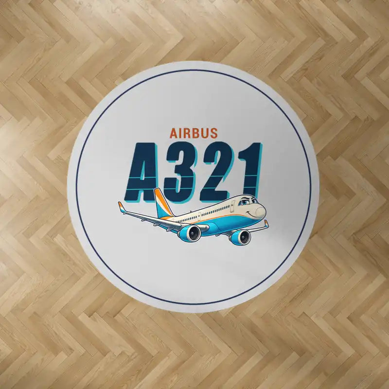 Airbus A321XLR - Cartoon - Round Carpet - Light Gray