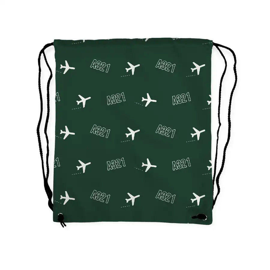 Airbus A321XLR - Drawstring Bag - 3D Pattern - Dark Green