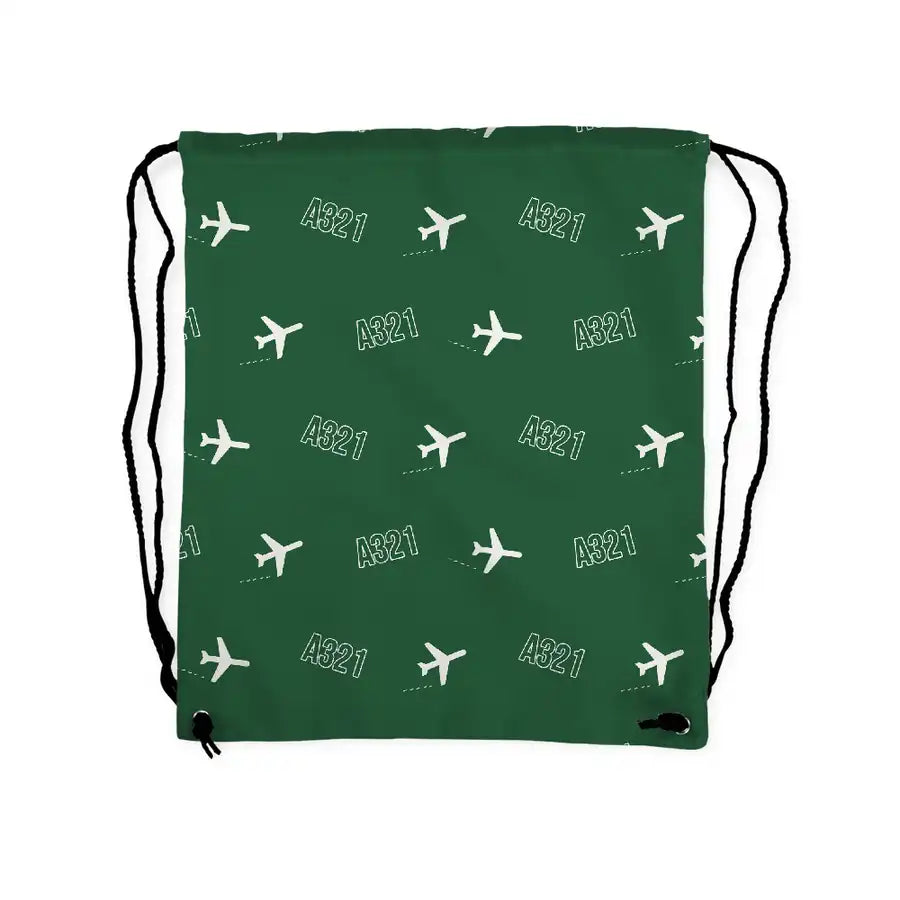 Airbus A321XLR - Drawstring Bag - 3D Pattern - Green
