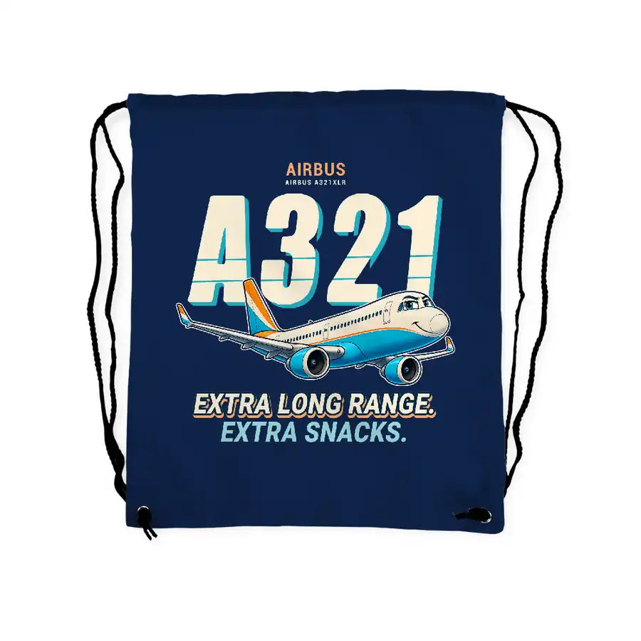 Airbus A321XLR - Drawstring Bag - Cartoon - Dark Blue