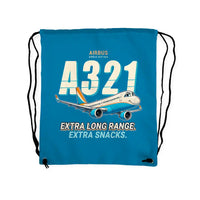 Thumbnail for Airbus A321XLR - Drawstring Bag - Cartoon - Light Blue