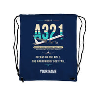 Thumbnail for Airbus A321XLR - Drawstring Bag - Original + Name - Dark Blue