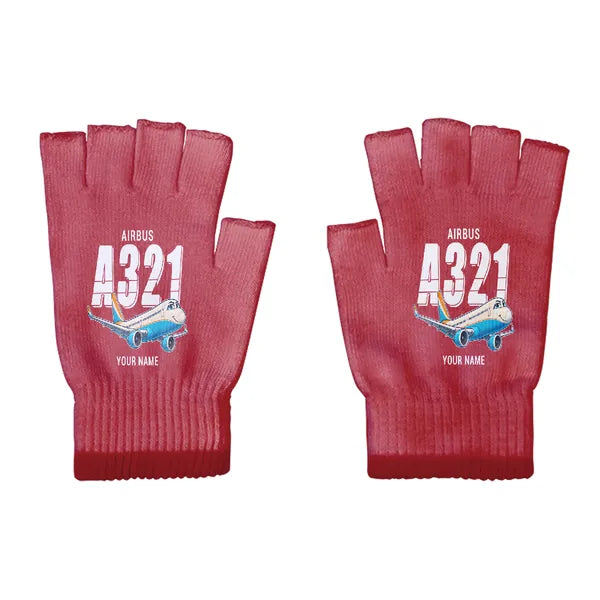 Airbus A321XLR - Gloves - Cut - Cartoon + Name - Red