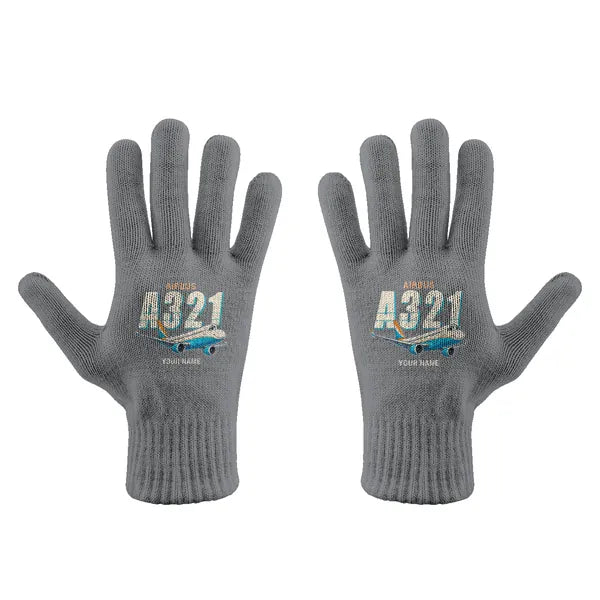Airbus A321XLR - Gloves - Full - Cartoon + Name - Gray