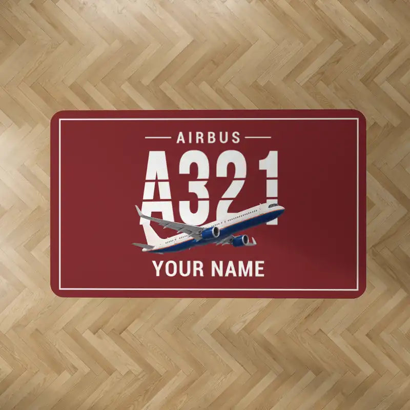 Airbus A321XLR - Original + Name - Rectangle Carpet - Dark Red