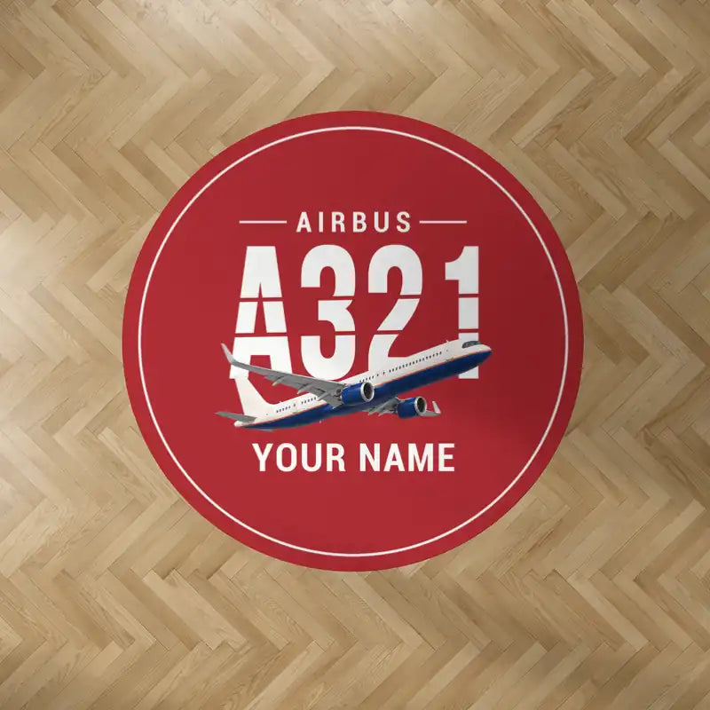Airbus A321XLR - Original + Name - Round Carpet - Red