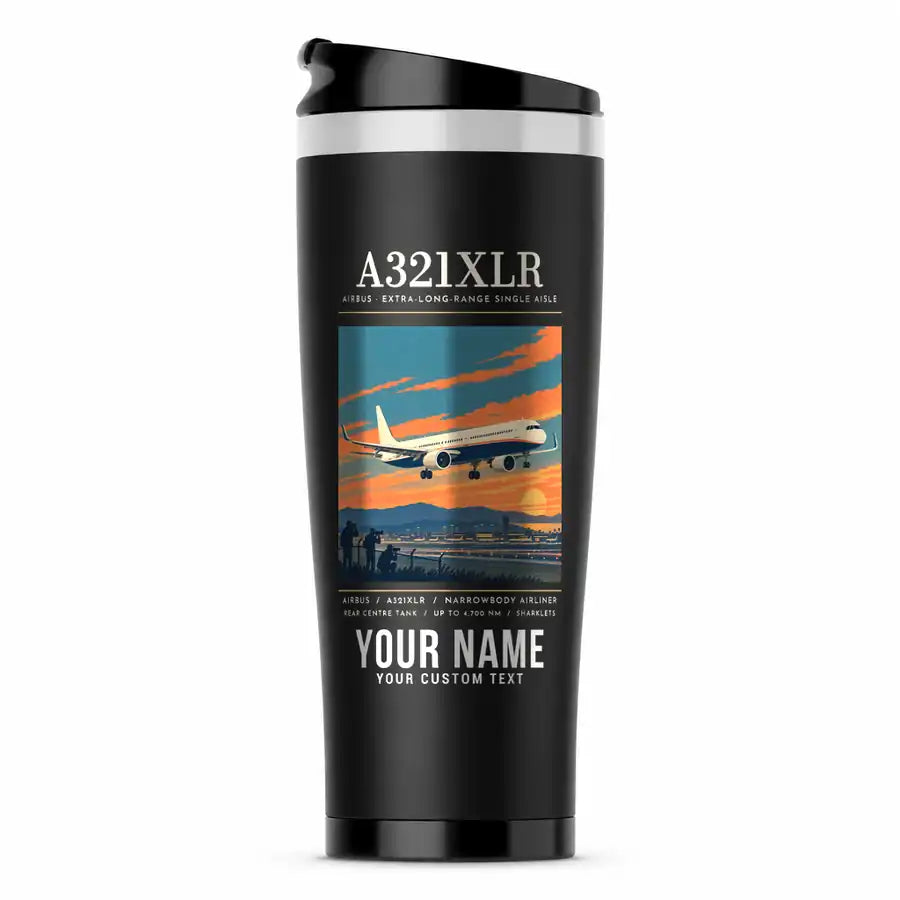 Airbus A321XLR - Poster + Name - Stainless Steel (No Holder) - Black