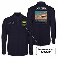 Thumbnail for Airbus A321XLR Premium Polo T-Shirts - Poster + Name - Long Sleeve - Dark Blue