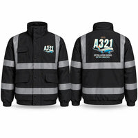 Thumbnail for Airbus A321XLR Reflective Winter Jackets - Cartoon - Black