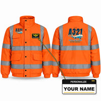 Thumbnail for Airbus A321XLR Reflective Winter Jackets - Cartoon + Name - Orange