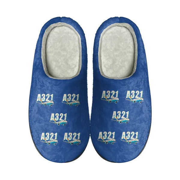 Airbus A321XLR - Slippers - Cotton - Cartoon Pattern - Blue