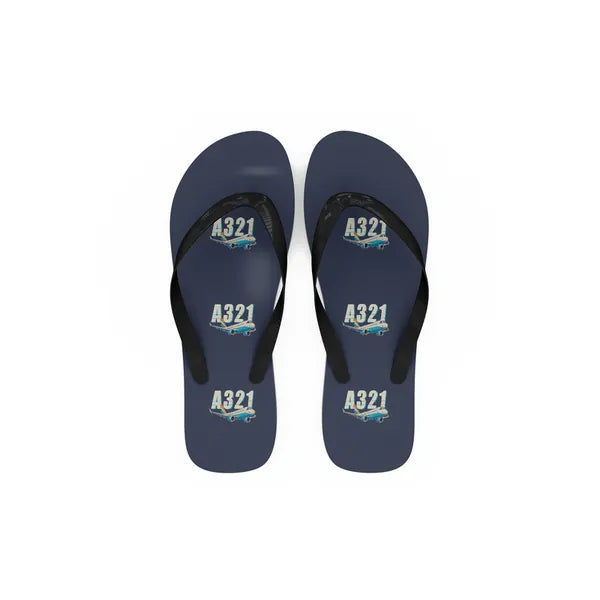 Airbus A321XLR - Slippers - Flip Flops - Cartoon Pattern - Navy Blue