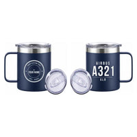 Thumbnail for Airbus A321XLR - Stainless Steel Mug - Tag + Name - Navy Blue