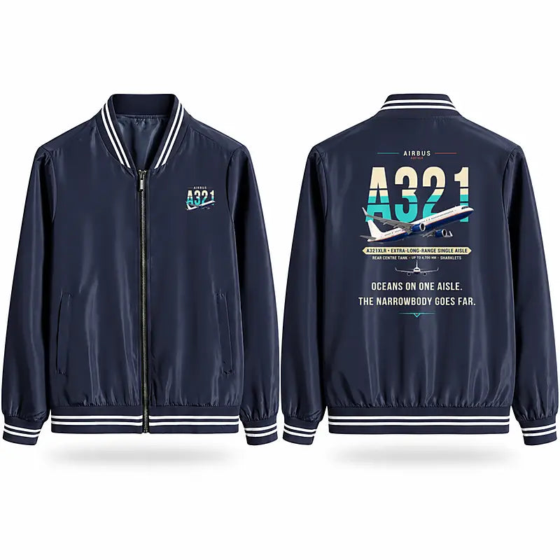 Airbus A321XLR Stylish Jackets - Baseball Collar - Original - Navy Blue