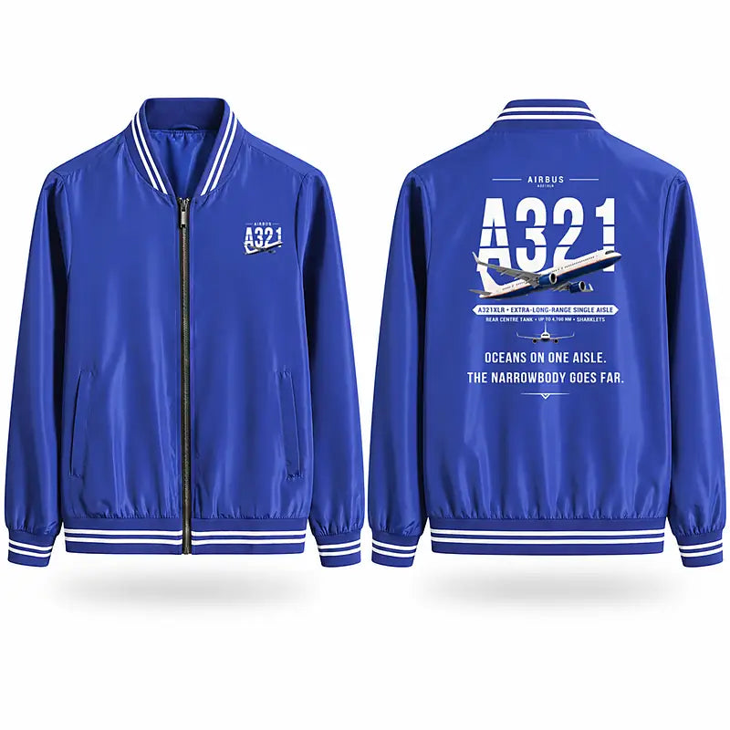 Airbus A321XLR Stylish Jackets - Baseball Collar - Original - Royal Blue