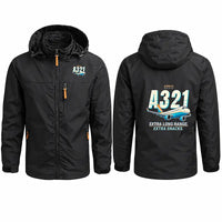 Thumbnail for Airbus A321XLR Stylish Jackets - Hooded Windbreaker - Cartoon - Black