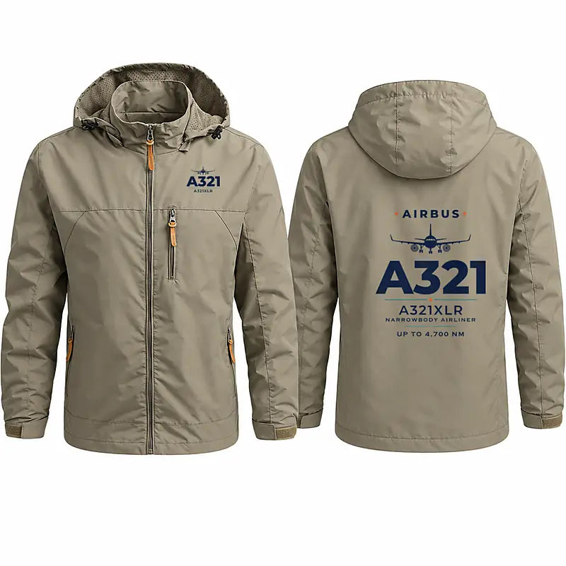 Airbus A321XLR Stylish Jackets - Hooded Windbreaker - Heritage - Khaki