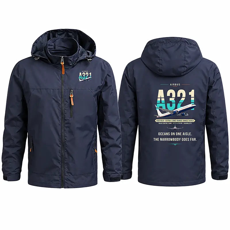Airbus A321XLR Stylish Jackets - Hooded Windbreaker - Original - Navy Blue