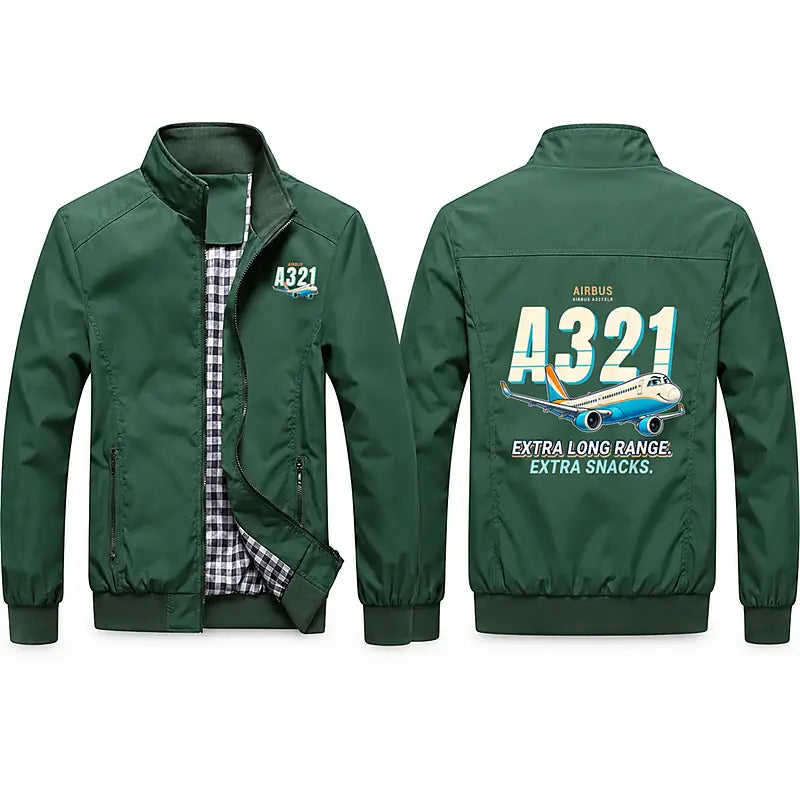 Airbus A321XLR Stylish Jackets - Stand Collar - Cartoon - Green
