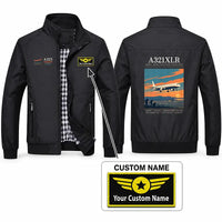 Thumbnail for Airbus A321XLR Stylish Jackets - Stand Collar - Poster + Name - Black