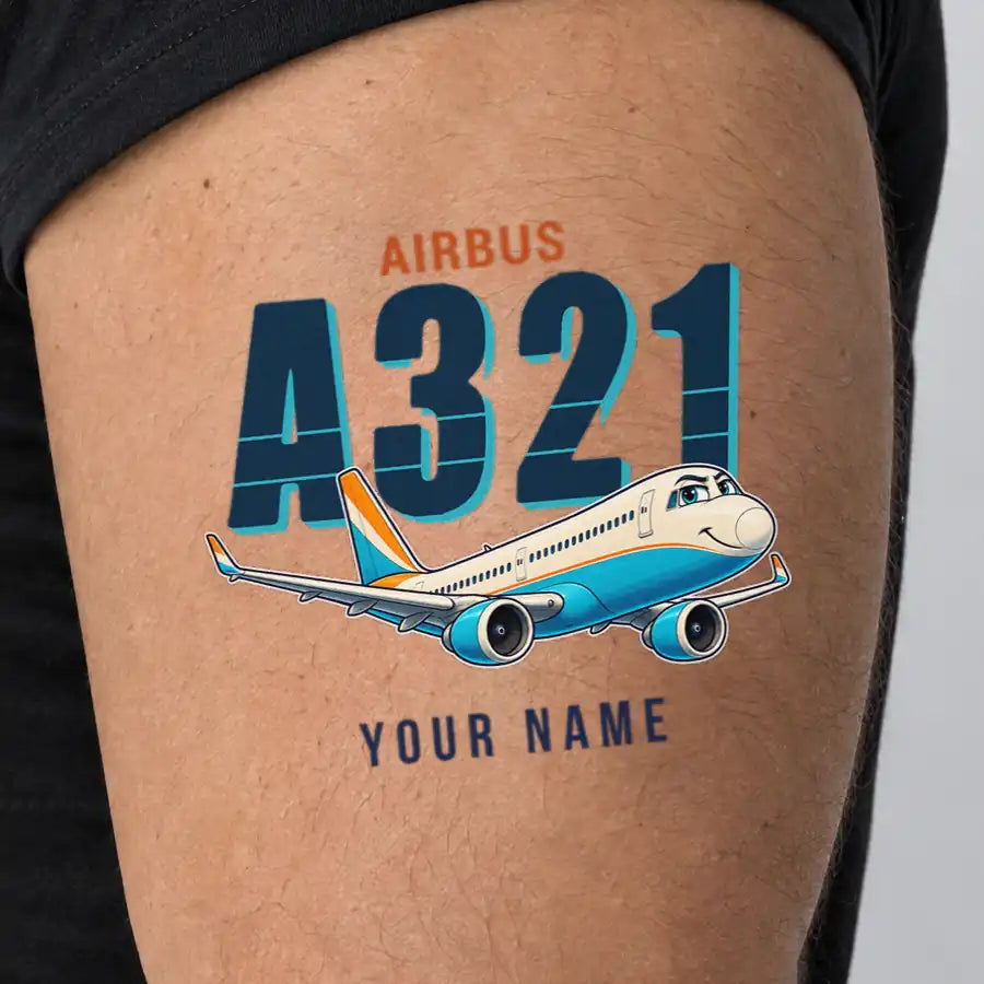 Airbus A321XLR - Tattoo - Cartoon + Name - Man