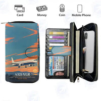 Thumbnail for Airbus A321XLR Leather Wallets - Zip Long Wallet - 3D + Name