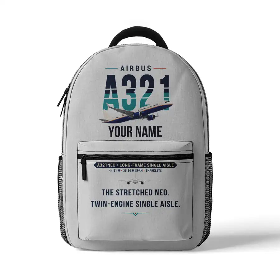 Airbus A321neo - 3D Backpack - Original + Name - White