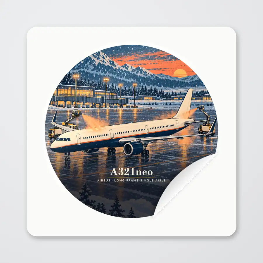 Airbus A321neo - 3D - Circle Sticker - Peel